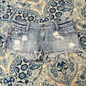 Abercrombie & Fitch Blue Jean Shorts Distressed Frayed Hem